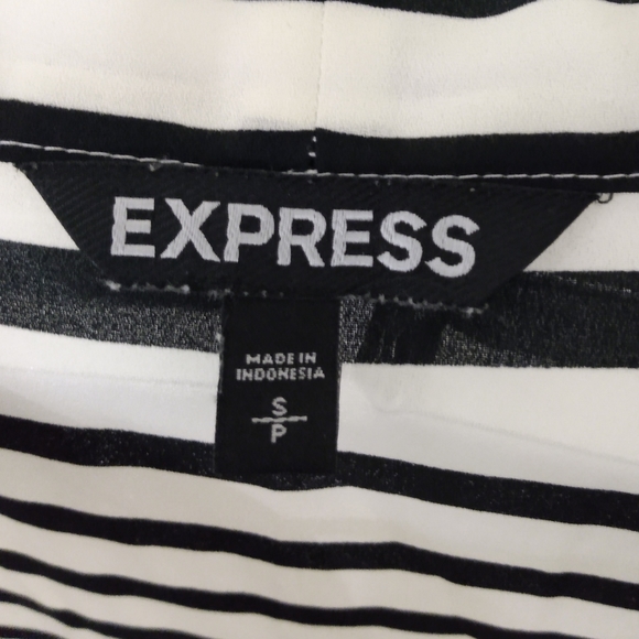 Express Black and White Tie Neck Flowy Top - Picture 3 of 4